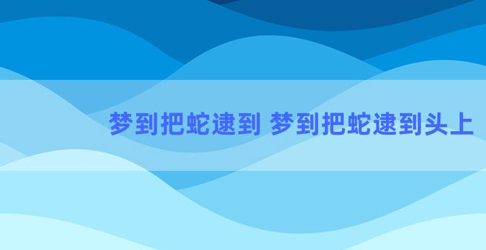 梦到把蛇逮到 梦到把蛇逮到头上